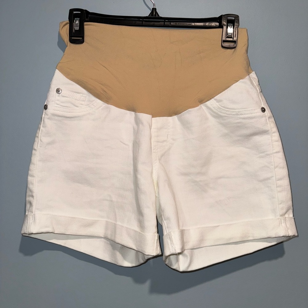 Maternity White Jean Shorts